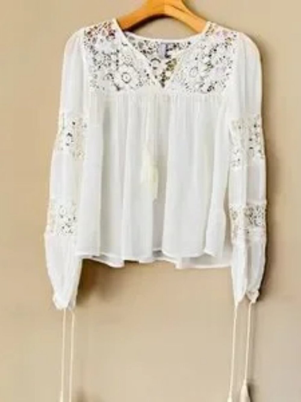 ASOS Design Ivory Boho Lace Tassel Top Size 0